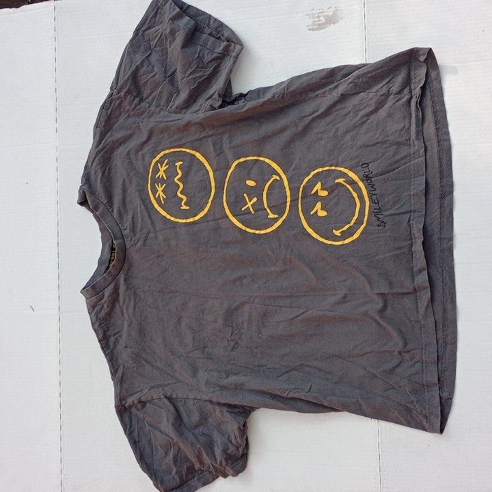 Men's Large Gray SmileyWorld Silly Graphic Casual Loungewear T-Shirt Cotton